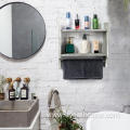 Wooden Bathroom Shelf with Towel Bar